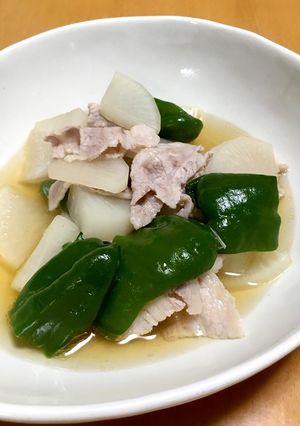 大根とピーマンと豚バラほっこり煮-レシピのメイン写真
