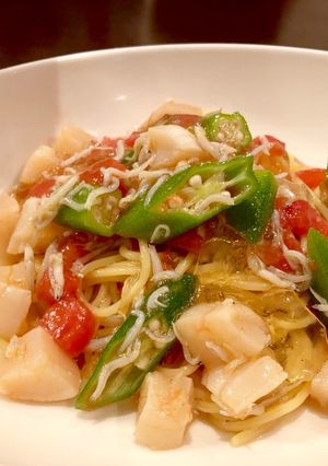 オクラ・ほたて・しらすの冷製ジュレパスタ-レシピのメイン写真