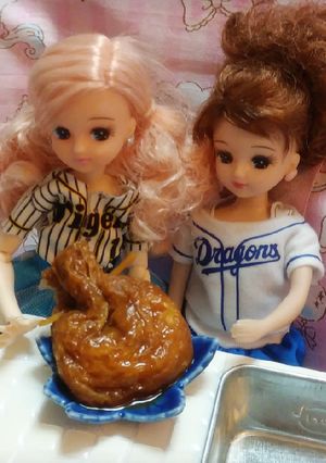 リカちゃんサイズ♡野球シリꕤ味噌餅巾着-レシピのメイン写真
