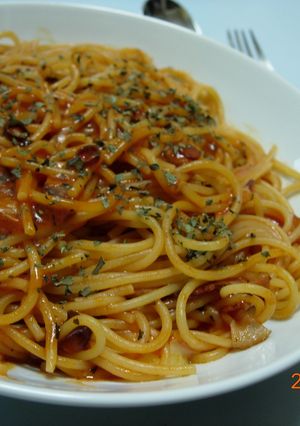 フライパンで作るトマトジュースパスタ-レシピのメイン写真