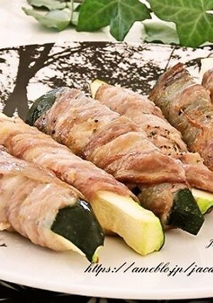 ズッキーニの豚バラ肉巻きグリル-レシピのメイン写真