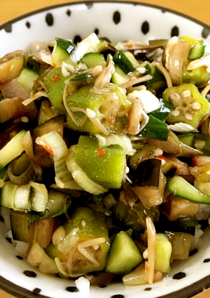 なめ茸と夏野菜でつくるわが家のだし-レシピのメイン写真
