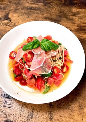 簡単！サッパリ生ハムとトマトの冷製パスタ-レシピのメイン写真