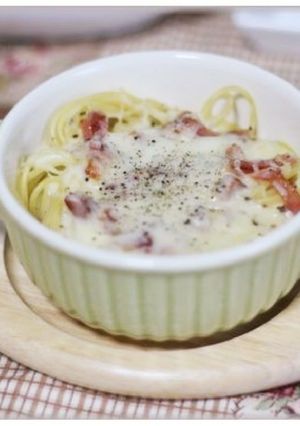 早茹でスパゲティで『カルボグラタン』-レシピのメイン写真