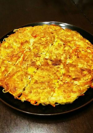 素麺リメイク☆香ばしチーズの簡単チヂミ。-レシピのメイン写真