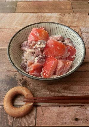 材料4つ★タコとトマトのマヨしょう油和え-レシピのメイン写真