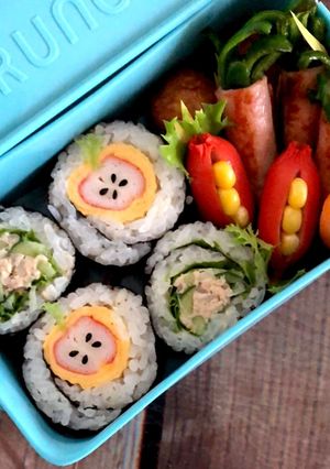 巻いて②♡カニカマりんごの卵焼き巻き寿司-レシピのメイン写真