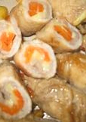 豚肉のチーズ人参巻き(醤油ペパー風味)-レシピのメイン写真