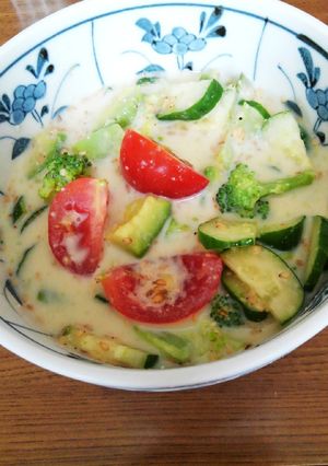 火を使わない！夏野菜の豆乳スープ-レシピのメイン写真