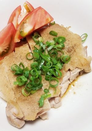☆鶏もも肉蒸し焼き♪ポン酢・花椒かけ☆-レシピのメイン写真