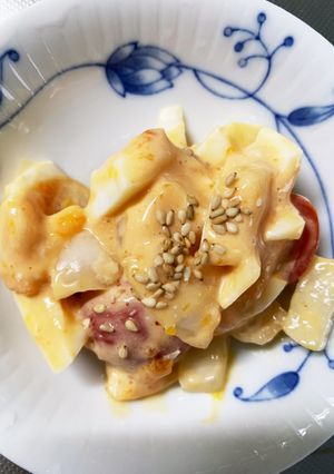ゆで卵とミニトマトのチリケチャマヨサラダ-レシピのメイン写真