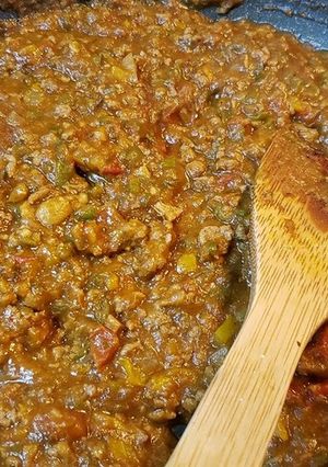 カレーの残りと夏野菜でキーマカレー-レシピのメイン写真