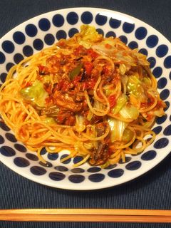 さば缶とキャベツのトマトソースパスタ-レシピのメイン写真