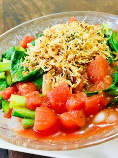 芳ばしいアミエビで☆トマトソースパスタ-レシピのメイン写真