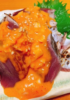 鰹炙り刺身〜韓国風ピリ辛玉ねぎダレ〜-レシピのメイン写真