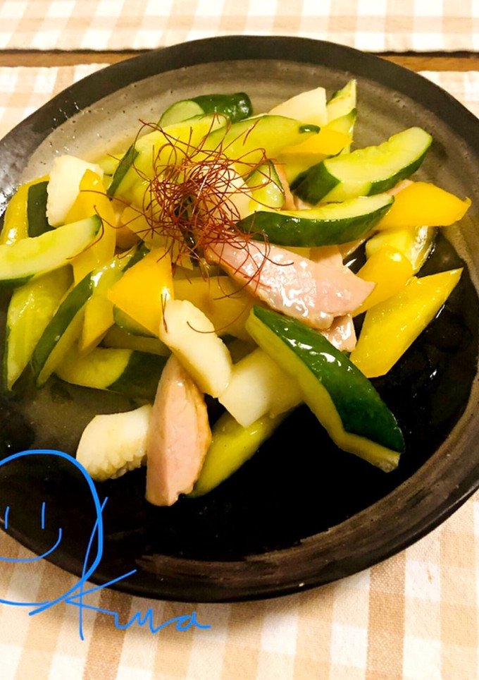 ★大量消費★キュウリとイカとハム炒め-レシピのメイン写真