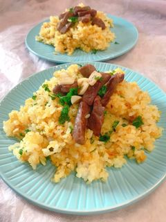 簡単♪ゴロゴロ肉✨にんにくカレー炒飯-レシピのメイン写真