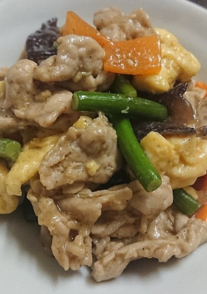 レンジで簡単♪卵と豚肉の中華炒め-レシピのメイン写真