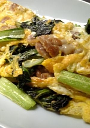 タ-菜と豚バラの卵焼き-レシピのメイン写真