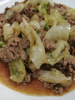 業務スーパー牛肉とレタスのオイスター炒め-レシピのメイン写真
