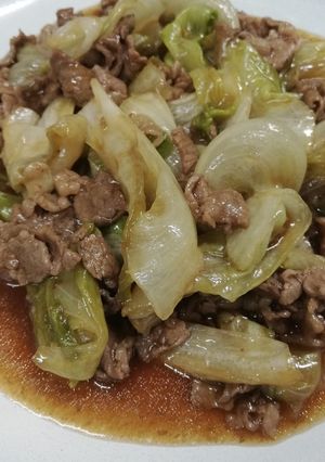 業務スーパー牛肉とレタスのオイスター炒め-レシピのメイン写真
