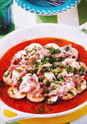 豚肉となすびトマトドレッシング蒸し-レシピのメイン写真