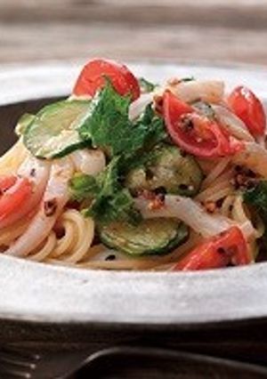 冷製パスタ梅七味風-レシピのメイン写真