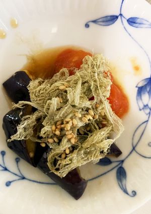 なすとミニトマトのポン酢マリネとろろ昆布-レシピのメイン写真