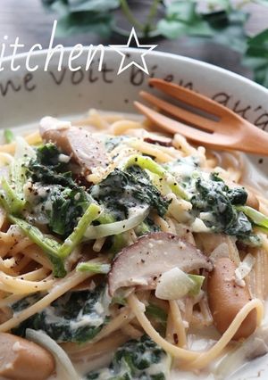ほうれん草とウインナーのスープパスタ-レシピのメイン写真