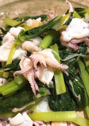 青菜とイカ下足のさっと炒め-レシピのメイン写真