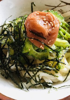 ぶっかけ冷やしうどん●ゴーヤー&梅干し添-レシピのメイン写真