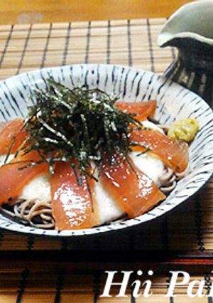 簡単!漬けマグロのやまかけ蕎麦-レシピのメイン写真