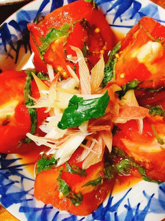 甘くてジューシー☆湯むきトマトの薬味のせ-レシピのメイン写真