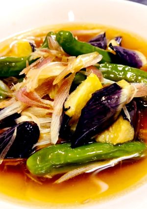 旬の薬味でオトナの夏野菜揚げ浸し！-レシピのメイン写真
