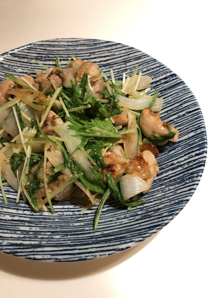 鶏と水菜のマヨ柚子胡椒炒め-レシピのメイン写真