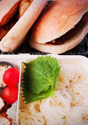 ハンバーガーとそうめん弁当-レシピのメイン写真