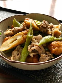 豚小間肉とインゲン・牛蒡天の煮物-レシピのメイン写真