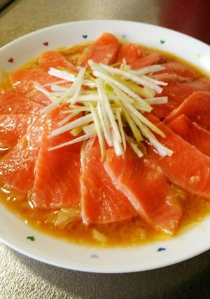 ＊薄切りサーモンの醤油カルパッチョ＊-レシピのメイン写真