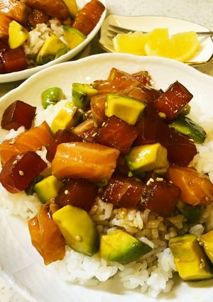 おかわり注意報発令中！ぼくのアヒポキ丼！-レシピのメイン写真