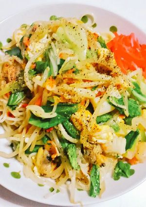 残り物素麺でソーメンチャンプル焼き-レシピのメイン写真