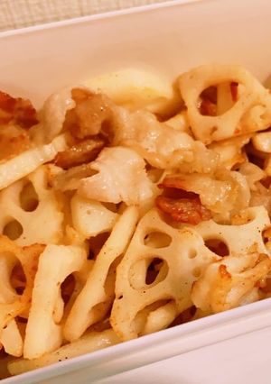 豚バラれんこん炒め-レシピのメイン写真