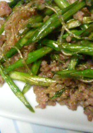 アスパラとひき肉の甘辛炒め-レシピのメイン写真