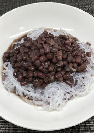 糖質オフ☆乾燥こんにゃくパスタでぜんざい-レシピのメイン写真