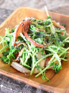 豆苗とカニカマのごまポン炒め-レシピのメイン写真