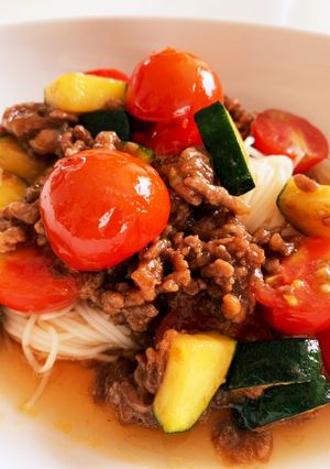 ミニトマトとズッキーニのぶっかけ素麺-レシピのメイン写真