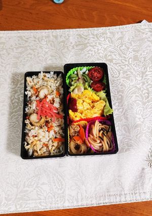 今朝はミニホタテの炊き込みご飯です。-レシピのメイン写真