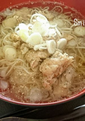 簡単☆鶏モモ肉たっぷり(冷)ひやむぎ♪-レシピのメイン写真