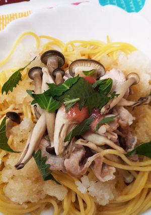 キノコのそうめんつゆパスタ-レシピのメイン写真