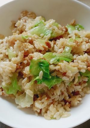 味付け不要　納豆とレタスの炒飯-レシピのメイン写真