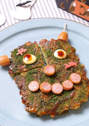 ソーセージで☆ハロウィンおばけのねぎ焼き-レシピのメイン写真